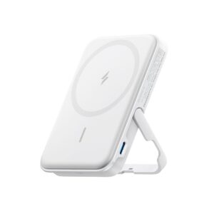Anker 322 Magnetic Wireless Power Bank (MagGo), 5,000 mAh, with 12W USB C output, with Mobile Stand, White