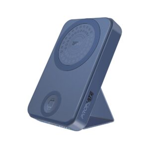 Promate PowerMag-Trio 10000mAh Power Bank, Compact Wireless SuperCharge™ Battery Pack, Navy