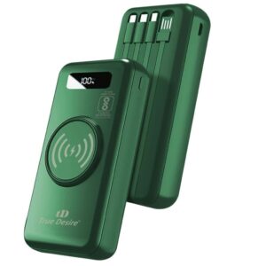 tD True Desire 20000 mAh Non Magnetic Wireless Power Bank (Lithium Polymer, Fast Charging for Mobile, Green)