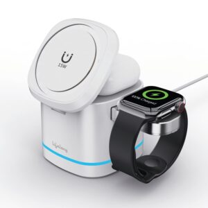 Lifelong Chargeup Wireless Charger 23 W 3 in 1 Foldable Magsafe Charger for iPhone, Led Indicator, White