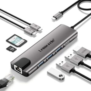Lemorele USB C Hub Docking Station, 9 in 1 USB C Multiport Adapter with Gigabit Ethernet
