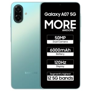 Samsung Galaxy A07 5G Smartphone (Light Green, 4GB RAM, 128GB Storage)