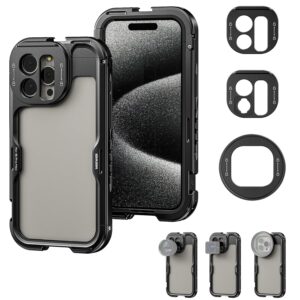 Neewer 15 Pro Max Cage[2Nd Gen],Quick Release Design Video Rig Phone Stabilizer With 67Mm Filter Adapter,17Mm Lens Backplate